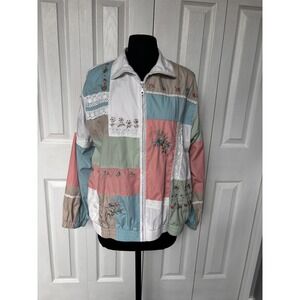 Koret Francisca Patchwork vintage Jacket Floral Embroidered‎ Lace Cottagecore S